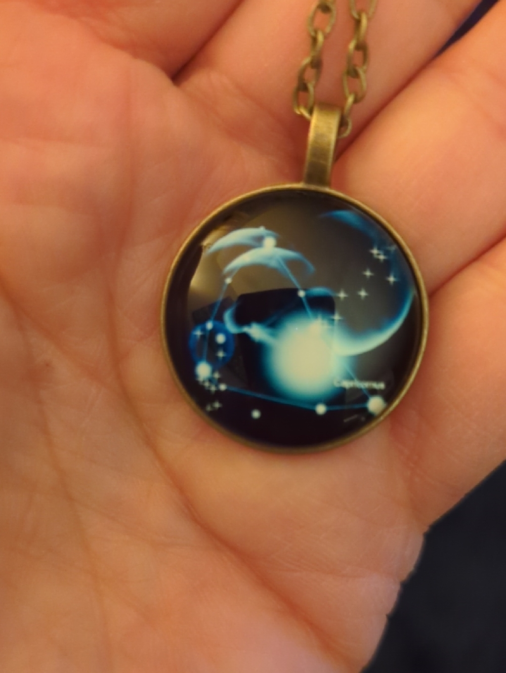 Bronze-Tone Blue Constellation Pendant Necklace